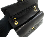 CHANEL Classic Double Flap 9" Chain Shoulder Bag Black Lambskin p46 hannari-shop