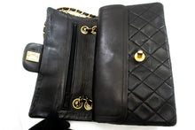 CHANEL Classic Double Flap 9" Chain Shoulder Bag Black Lambskin p46 hannari-shop