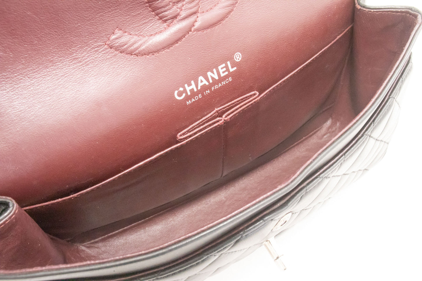 CHANEL Classic Double Flap 10" Schultertasche mit silberner Kette Schwarz ai1 hannari-shop