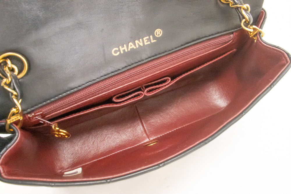 CHANEL Full Flap Chain Shoulder Bag Crossbody Black Quilted ah8 hannari-shop