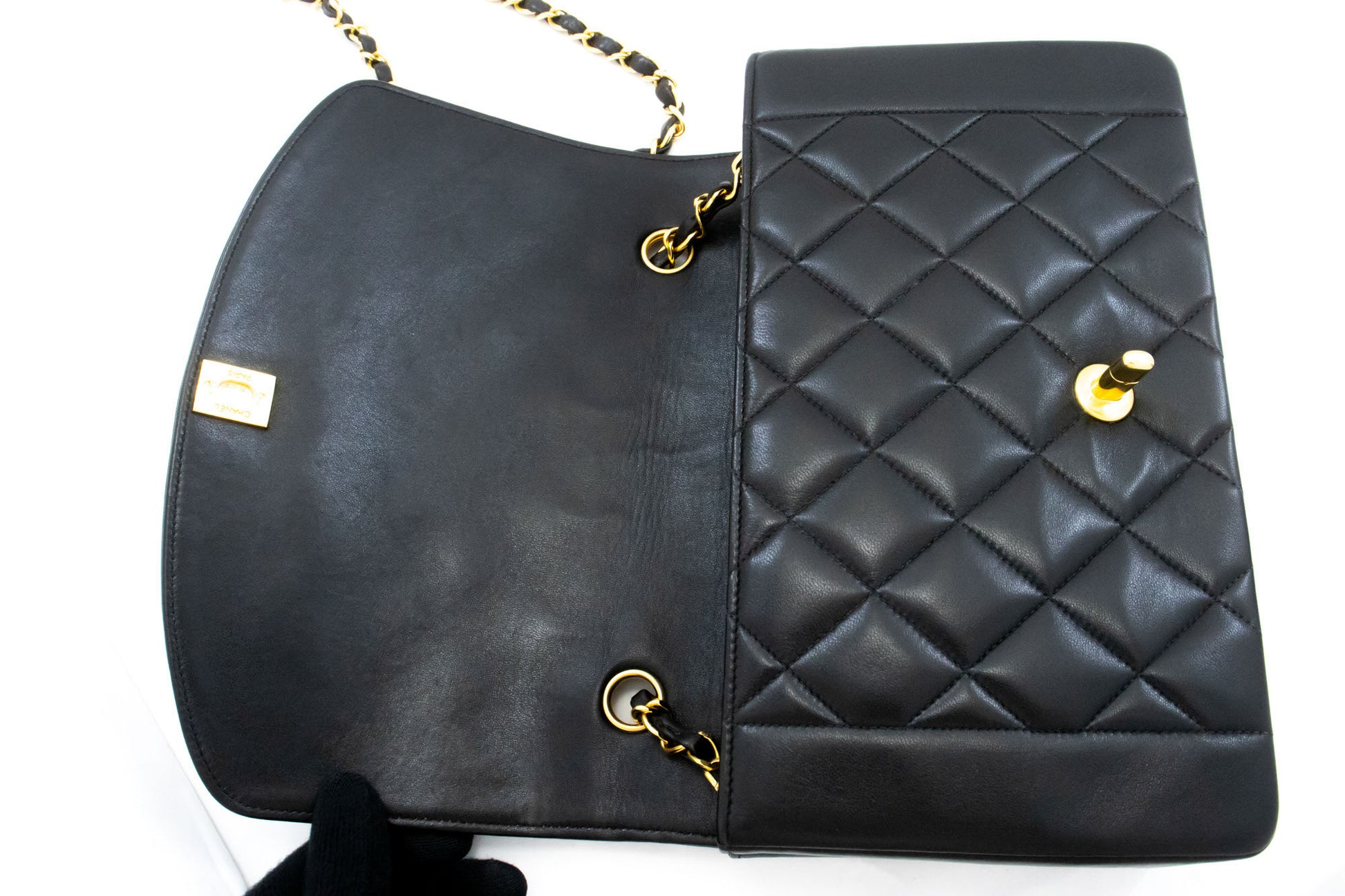 CHANEL Diana Flap Chain Schultertasche Schwarz Stepp-Lammleder ai3 hannari-shop