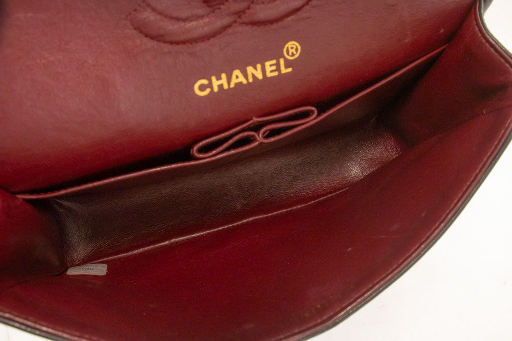 CHANEL Classic Double Flap 9" Chain Schultertasche Schwarz Lammleder ai7 hannari-shop