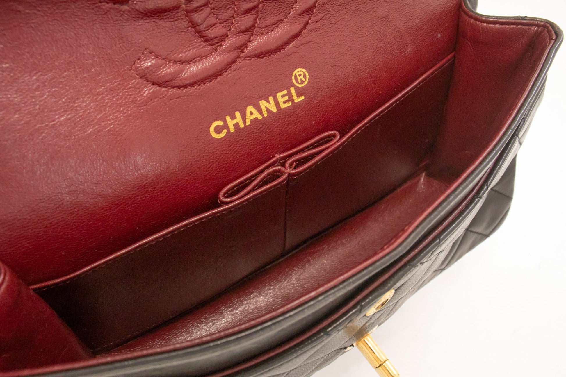 CHANEL Classic Double Flap 9" Chain Schultertasche Schwarz Lammleder ai7 hannari-shop