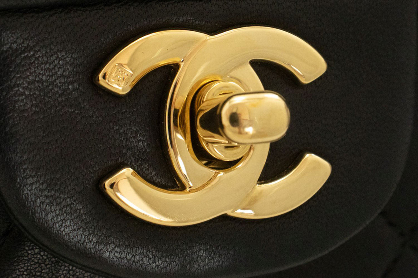 CHANEL Classic Double Flap 9" Chain Schultertasche Schwarz Lammleder ai6 hannari-shop