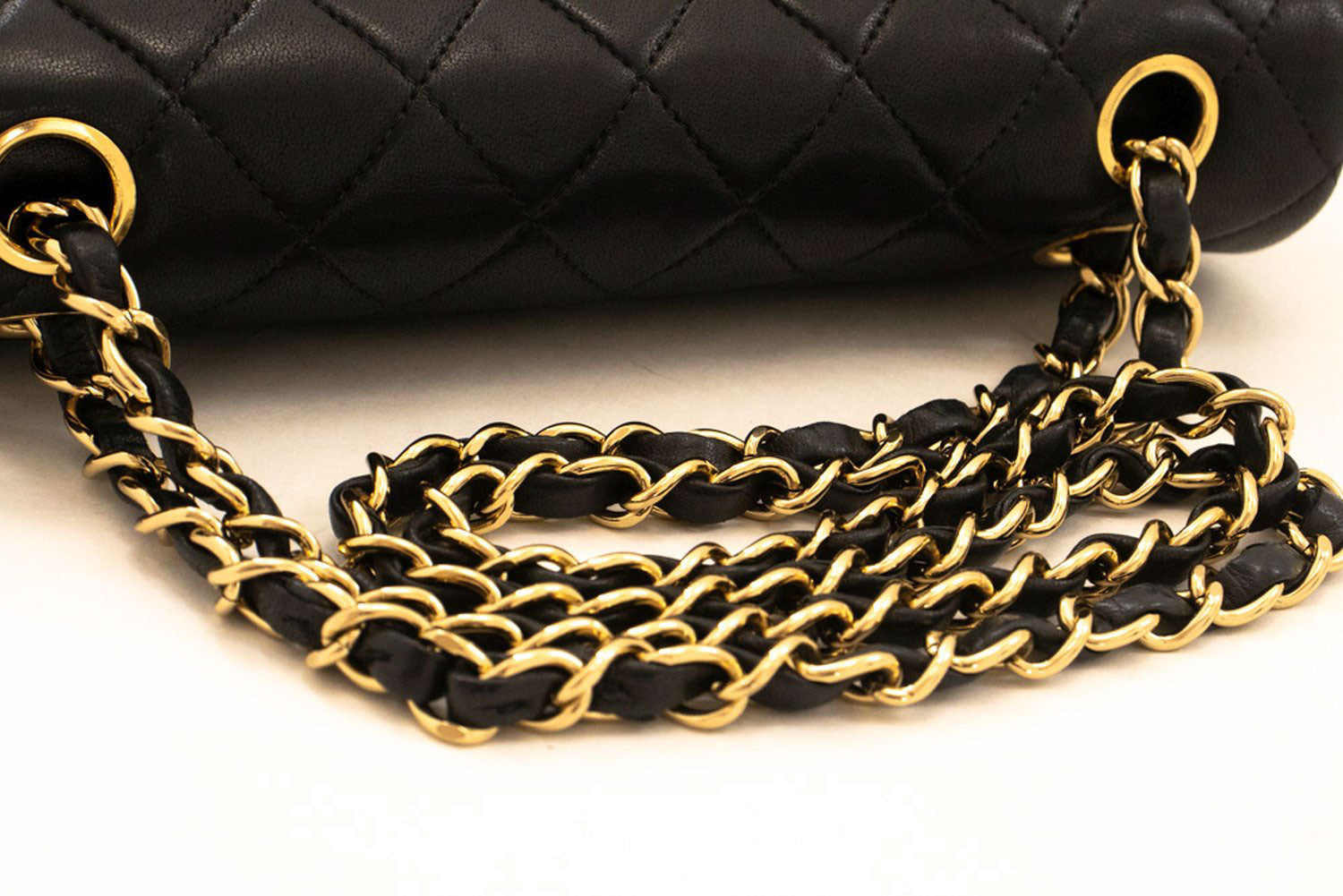 CHANEL Classic Double Flap 9" Chain Schultertasche Schwarz Lammleder ai6 hannari-shop