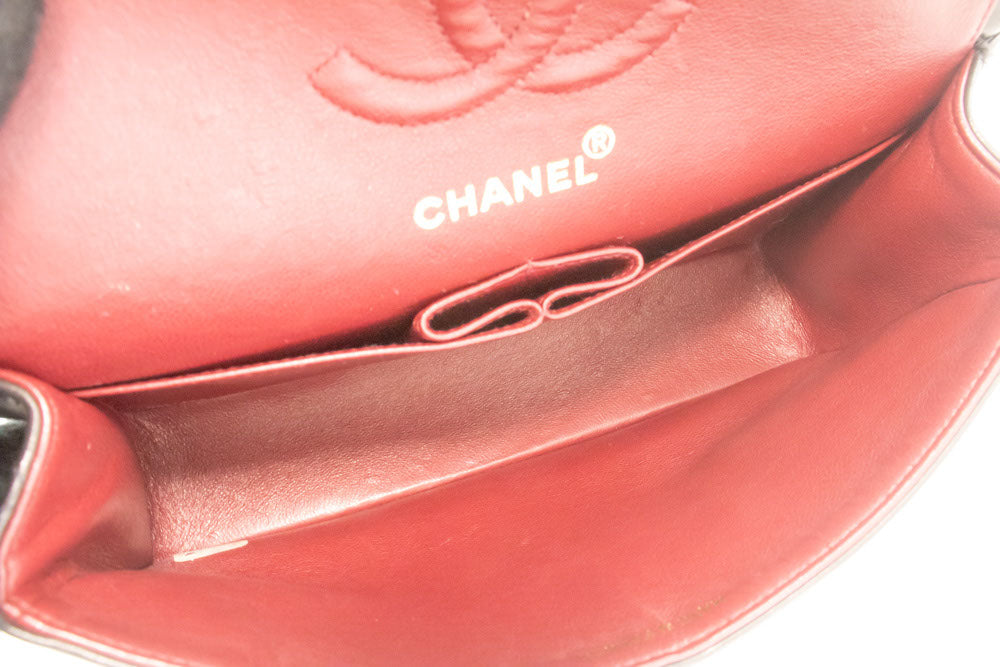 CHANEL Classic Double Flap 9" Schultertasche mit Kette Schwarz Lammleder ai4 hannari-shop