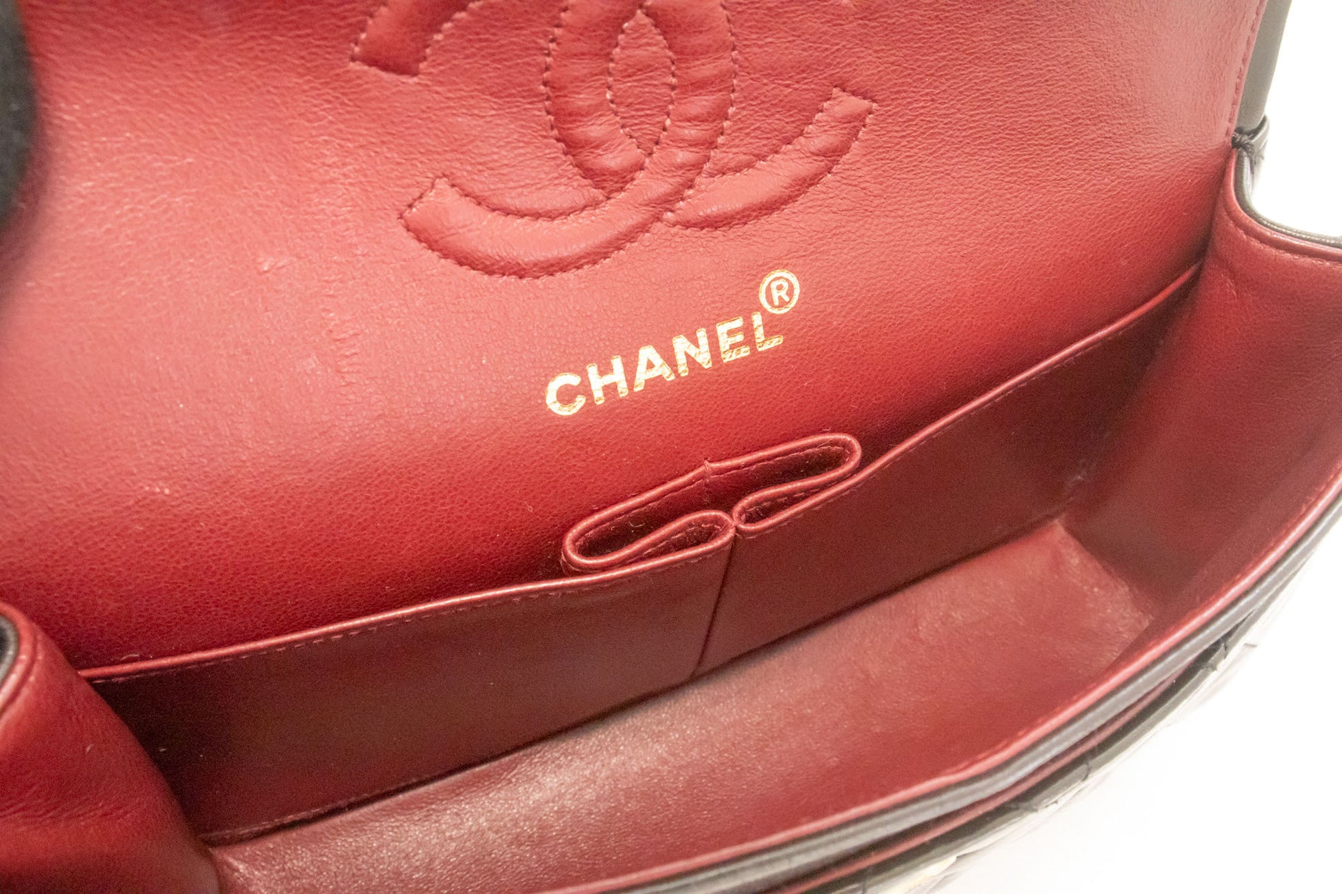 CHANEL Classic Double Flap 9" Schultertasche mit Kette Schwarz Lammleder ai4 hannari-shop