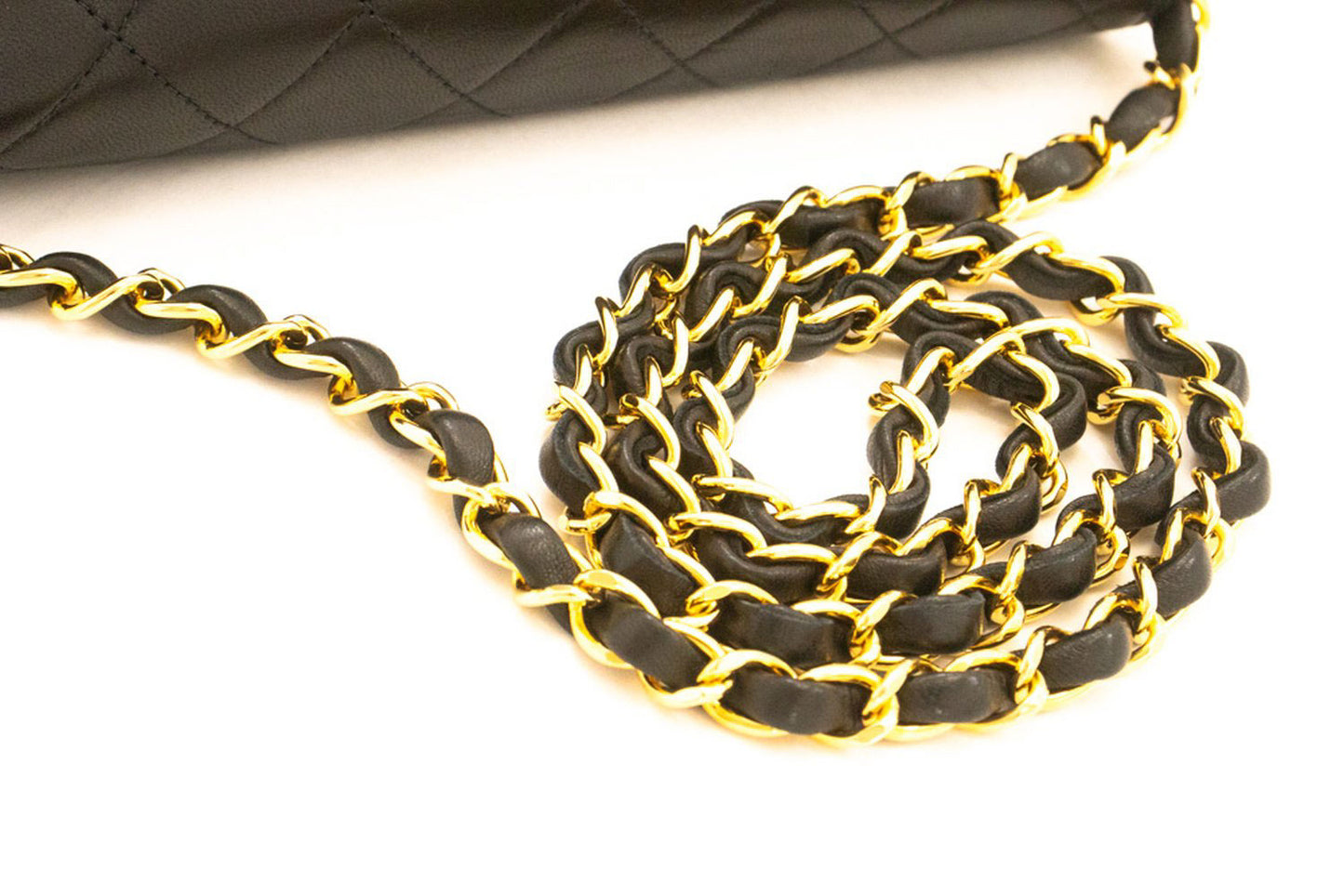 CHANEL Full Flap Small Chain Shoulder Bag Clutch Black Quilted ah9 hannari-shop