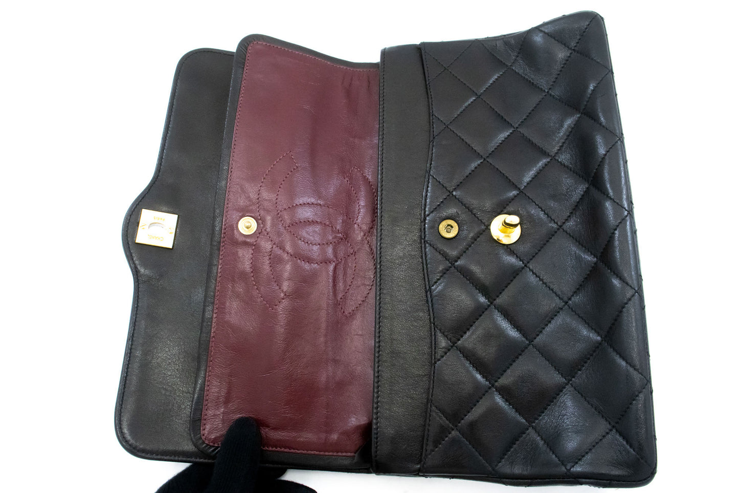 CHANEL Paris Limited Vintage Chain Shoulder Bag Black Quilted Flap ai9 hannari-shop