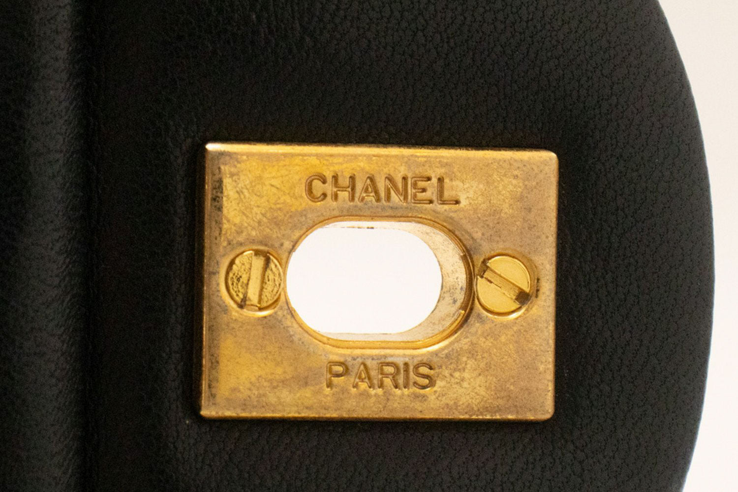 CHANEL Classic Double Flap Square Chain Shoulder Bag Black Lamb ah5 hannari-shop