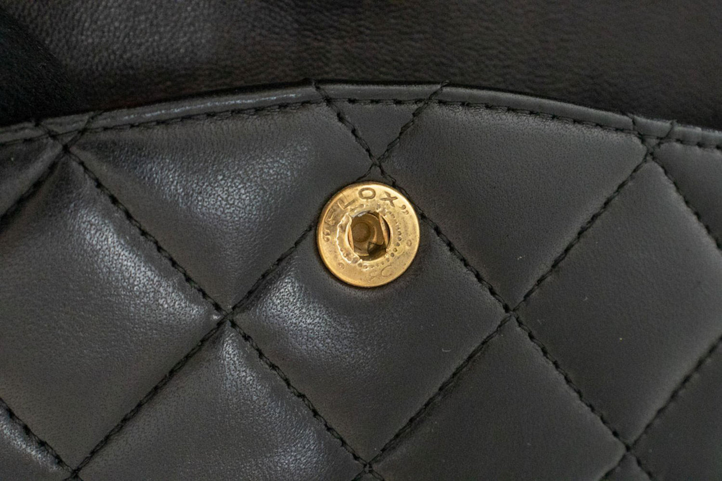 CHANEL Classic Double Flap Square Chain Shoulder Bag Black Lamb ah5 hannari-shop