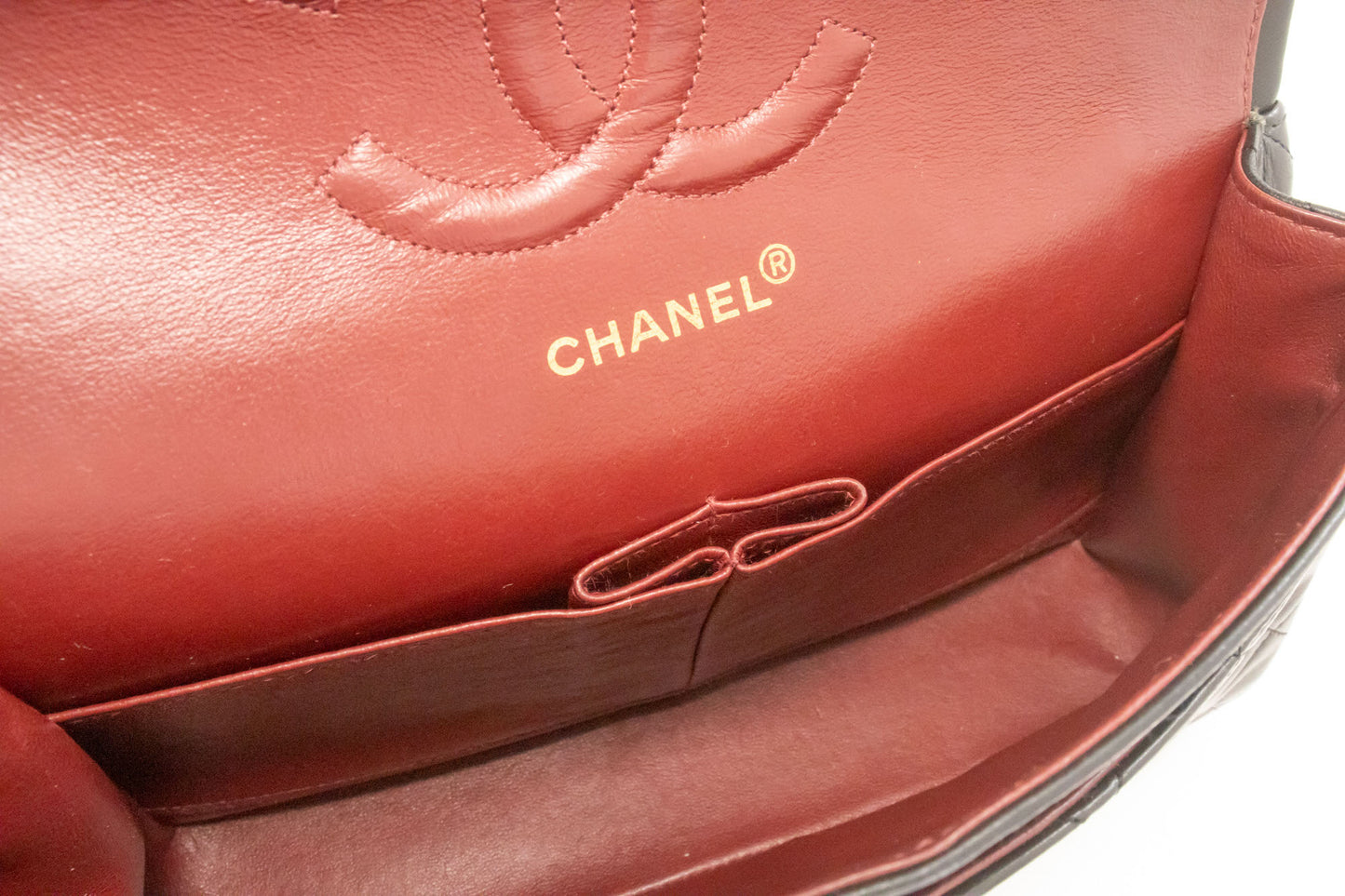 CHANEL Classic Double Flap 10" Kettenschultertasche Schwarz Lammleder ak3 hannari-shop