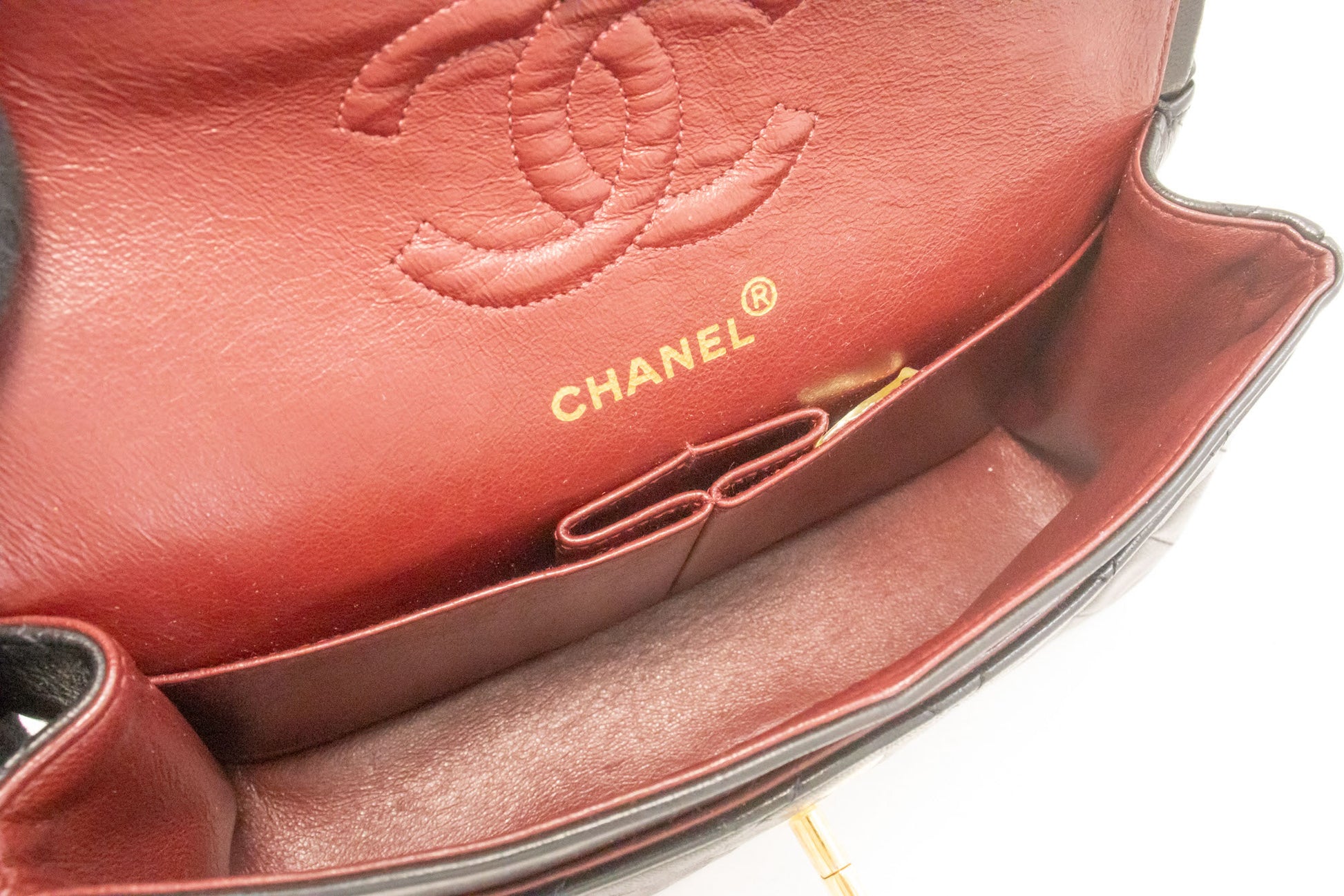 CHANEL Classic Double Flap 9" Kettenschultertasche Schwarz Lammleder aj4 hannari-shop