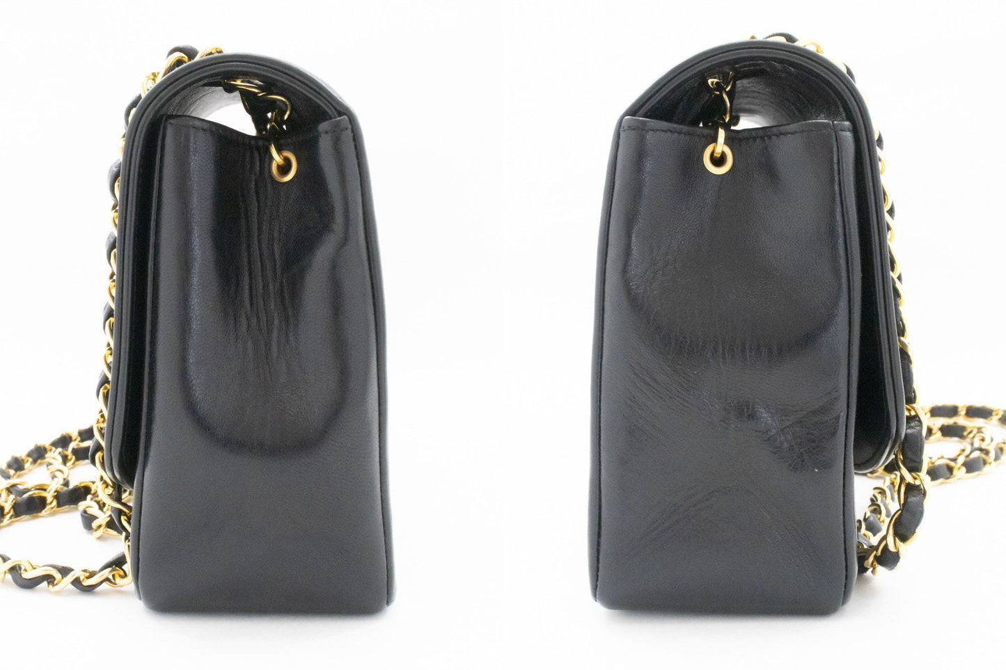 CHANEL Diana Flap Chain Schultertasche Schwarz Gepolstertes Lammleder ak2 hannari-shop