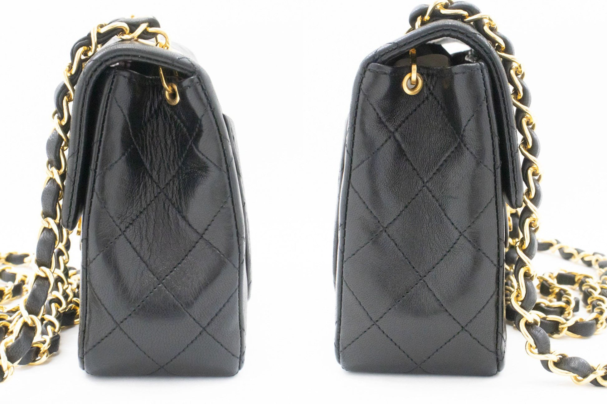 CHANEL Mini Square Small Chain Shoulder Bag Crossbody Black ai2 hannari-shop