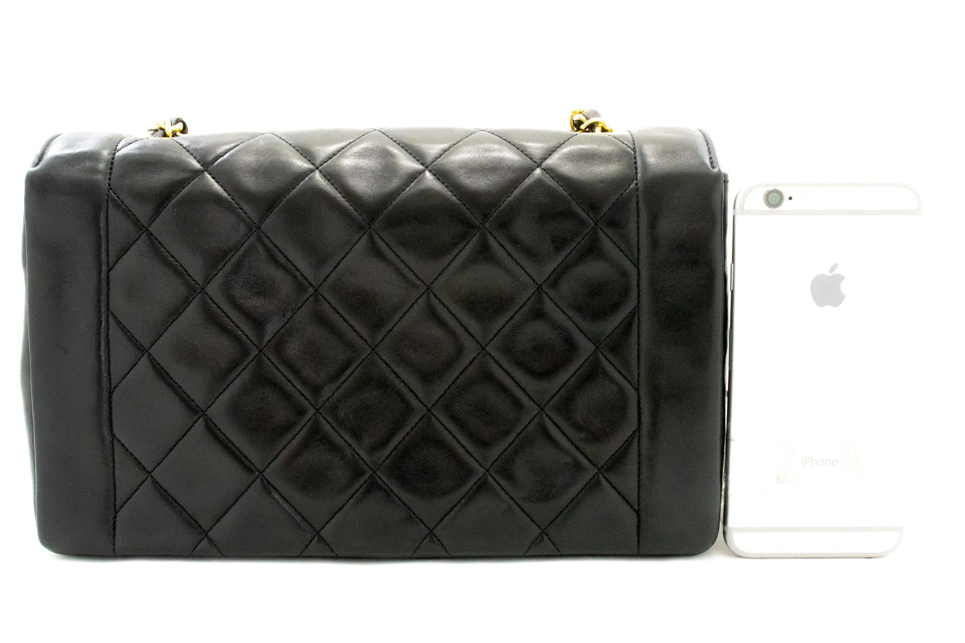 CHANEL Diana Flap Chain Schultertasche Schwarz Gepolstertes Lammleder ak2 hannari-shop