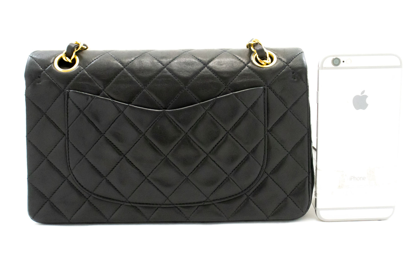 CHANEL Classic Double Flap 9" Chain Shoulder Bag Black Lambskin aj7 hannari-shop