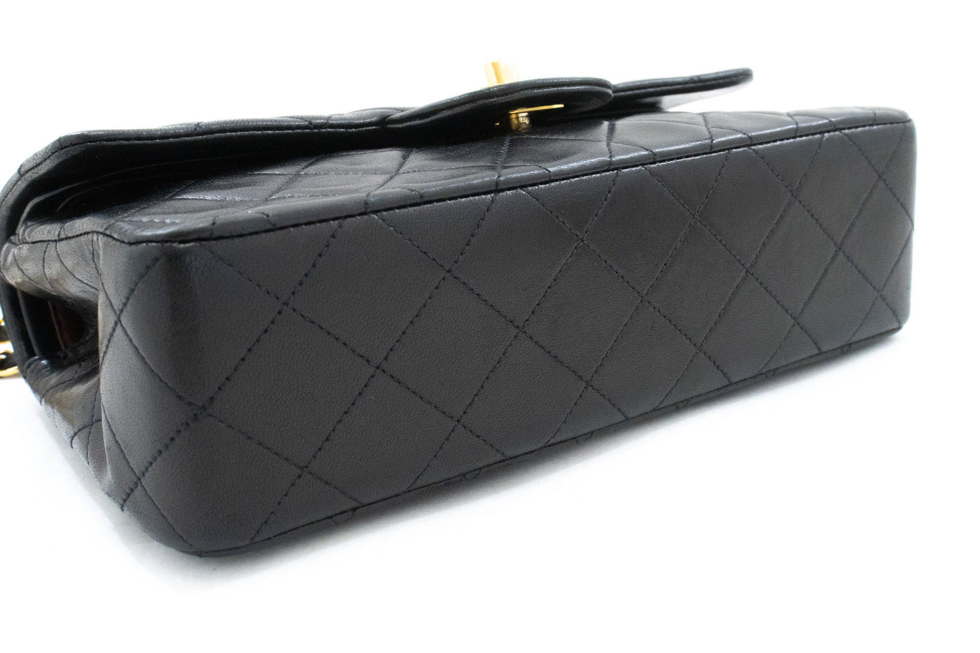 CHANEL Classic Double Flap 9" Chain Shoulder Bag Black Lambskin aj7 hannari-shop
