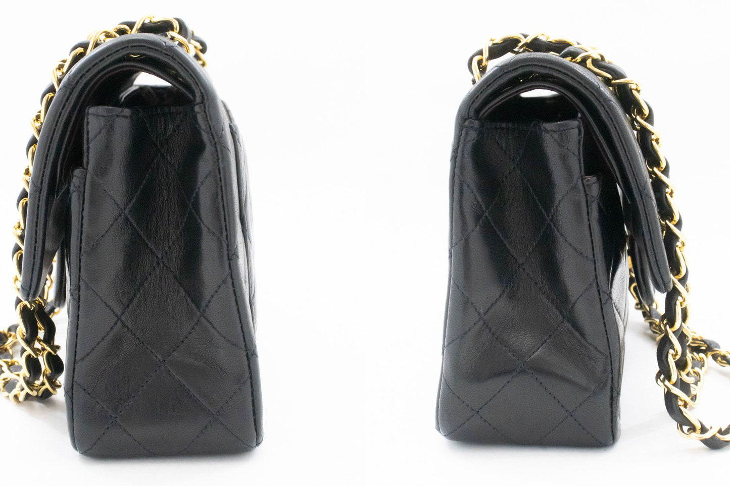 CHANEL Classic Double Flap 9" Chain Shoulder Bag Black Lambskin aj7 hannari-shop