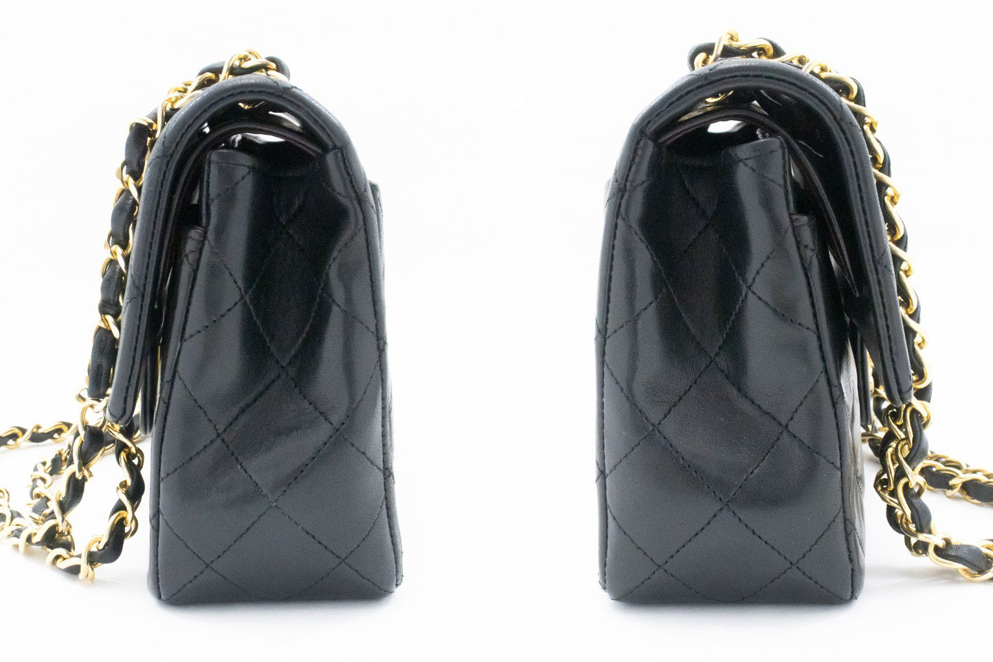 CHANEL Classic Double Flap 9" Chain Schultertasche Schwarz Lammleder ag6 hannari-shop