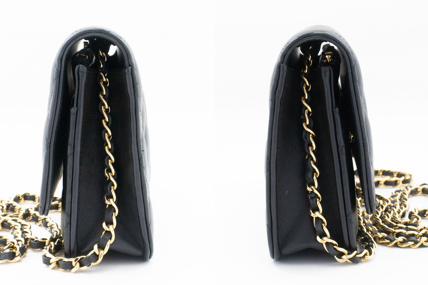 CHANEL Schwarze Classic Wallet On Chain WOC Schultertasche Crossbody ae8 hannari-shop