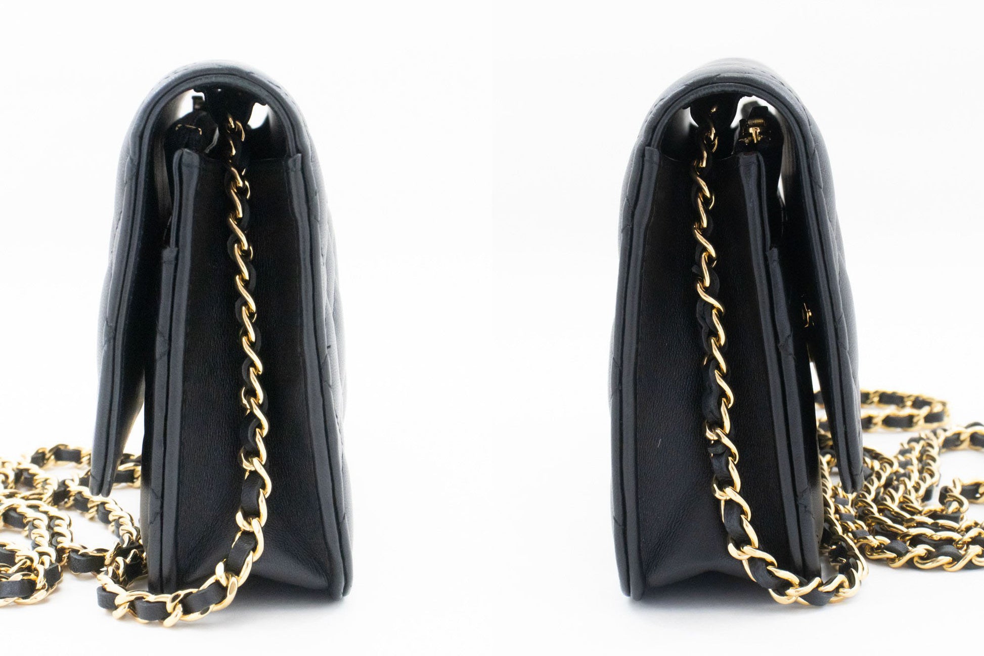 CHANEL Schwarze Classic Wallet On Chain WOC Schultertasche Crossbody ae8 hannari-shop