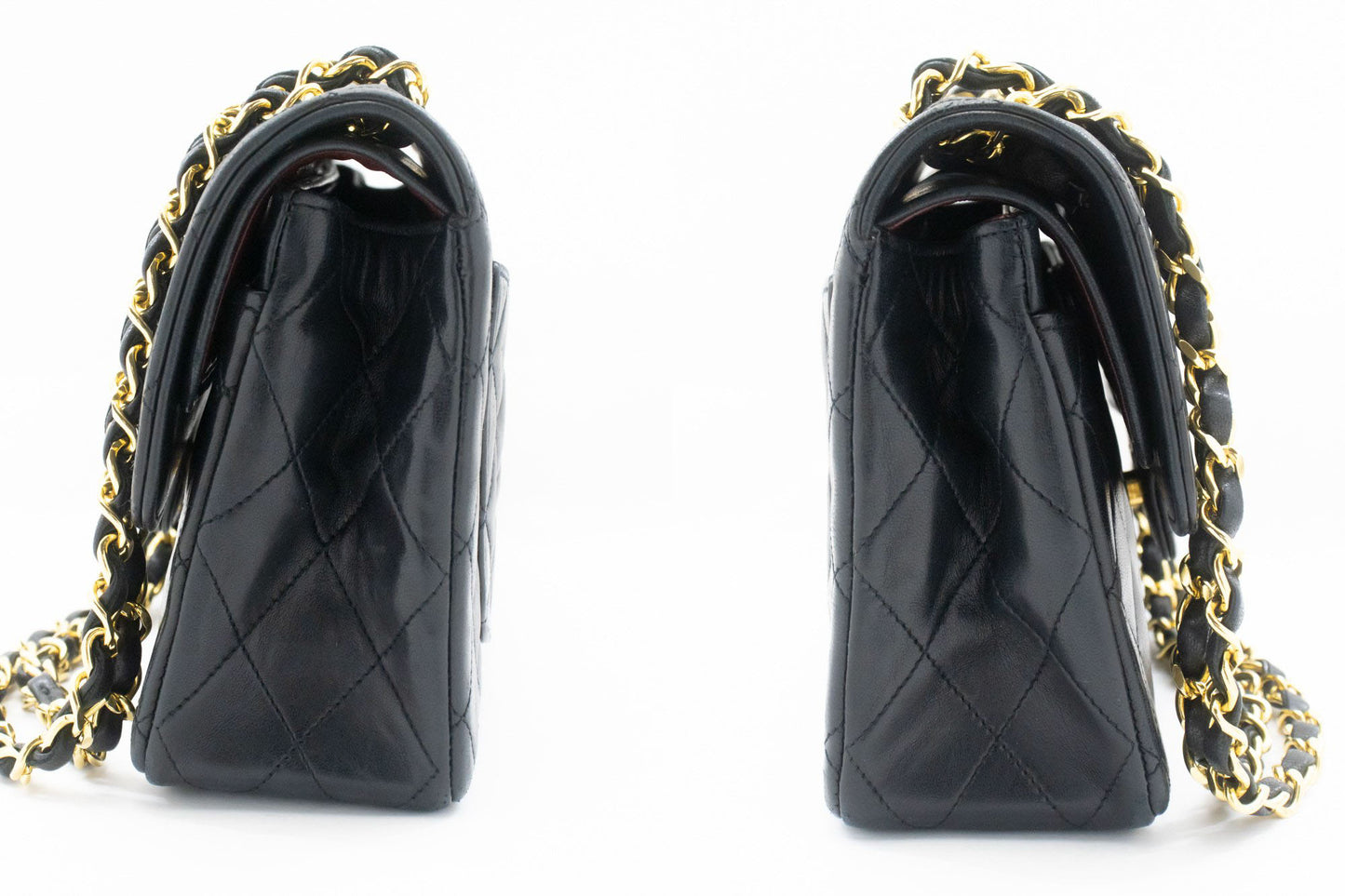 CHANEL Classic Double Flap Square Chain Schultertasche Schwarz Lamm ad7 hannari-shop