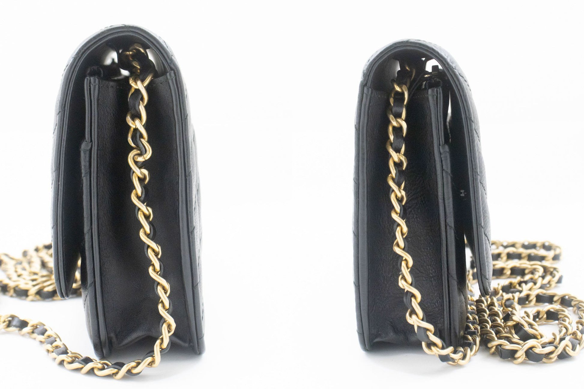 CHANEL V-Stitch Geldbörse aus Kalbsleder mit Kette WOC Umhängetasche ab2 hannari-shop