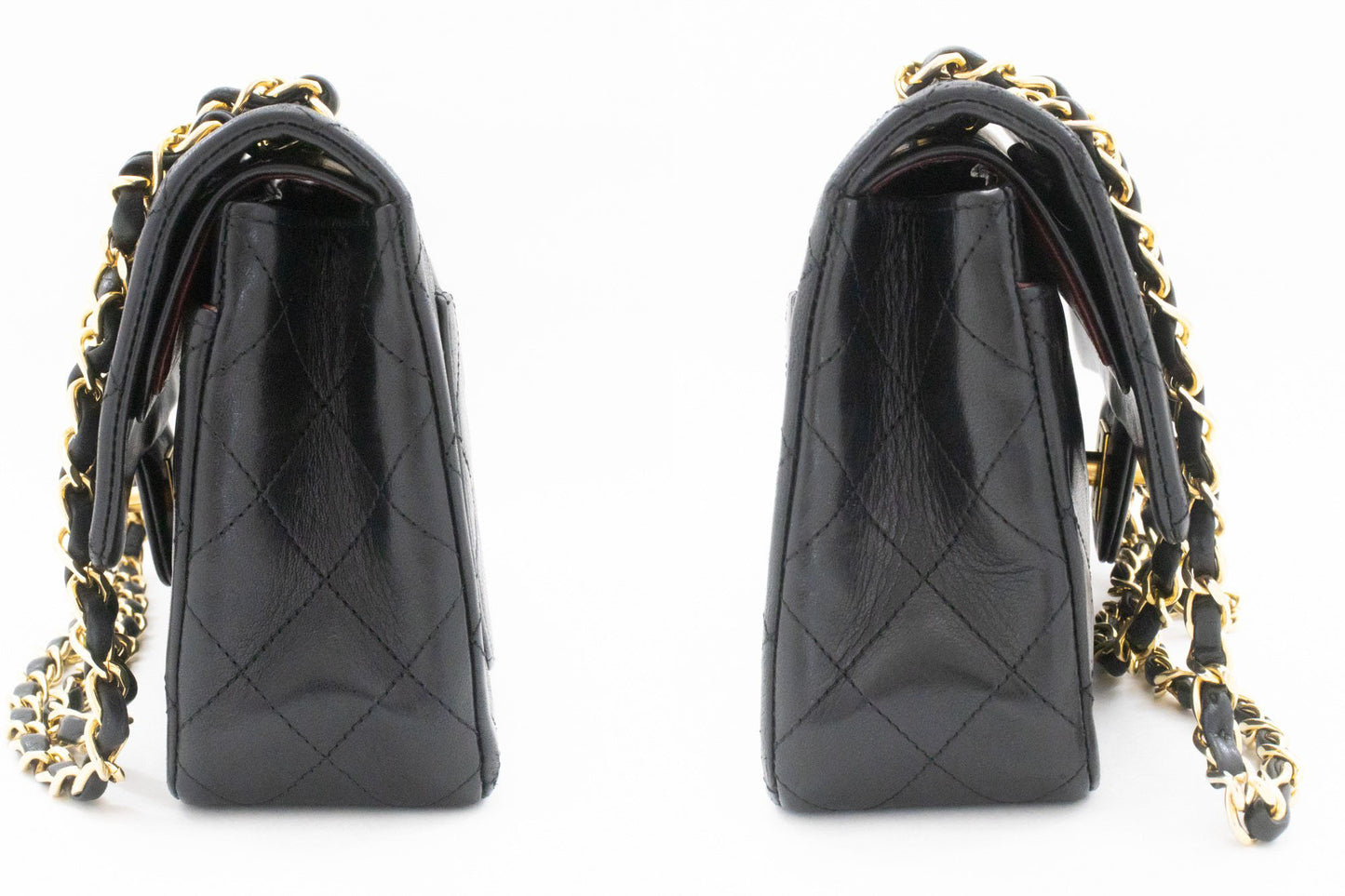 CHANEL Classic Double Flap 9" Kettentasche aus schwarzem Lammleder ak5 hannari-shop