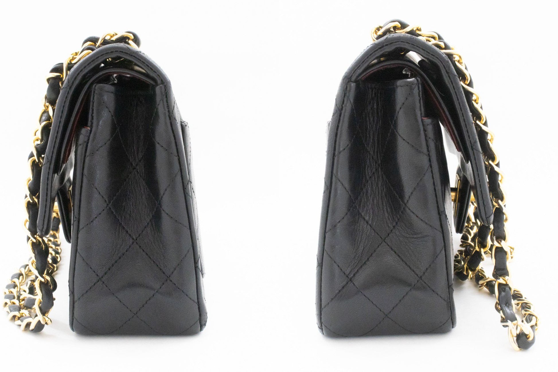 CHANEL Classic Double Flap 9" Kettentasche aus schwarzem Lammleder ak5 hannari-shop