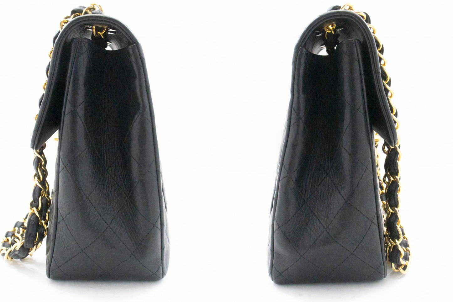 CHANEL Classic Large 13" Flap Chain Shoulder Bag Black Lambskin am4 hannari-shop