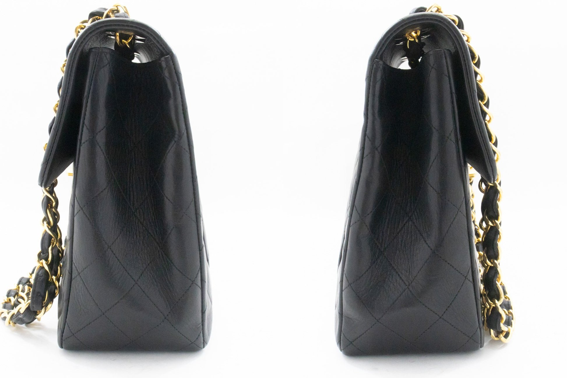 CHANEL Classic Large 13" Flap Chain Shoulder Bag Black Lambskin am4 hannari-shop