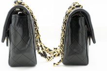 CHANEL Classic Double Flap 9" Chain Shoulder Bag Black Lambskin n10 hannari-shop