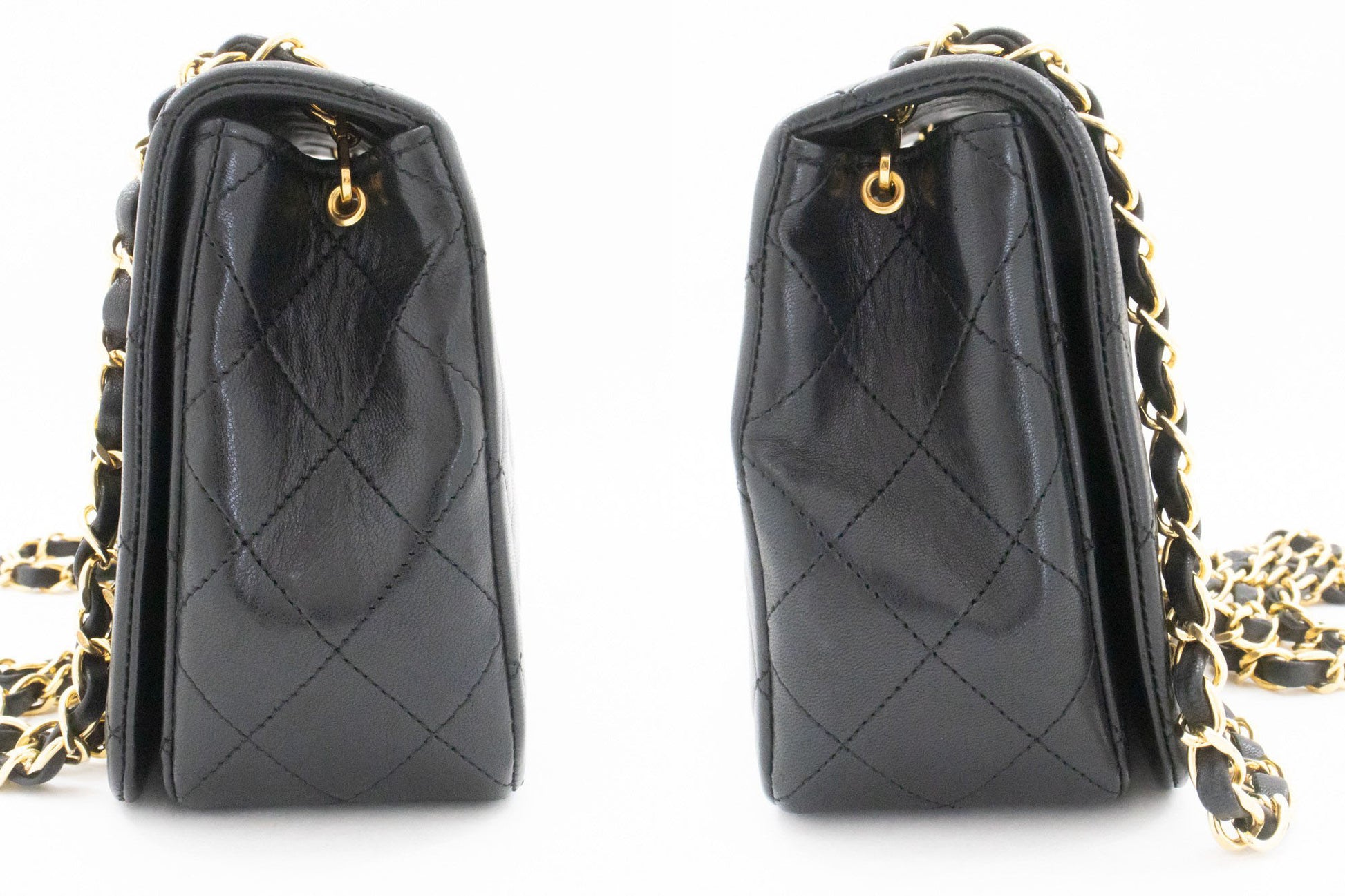 CHANEL Full Flap Chain Shoulder Bag Crossbody Black Quilted ah8 hannari-shop