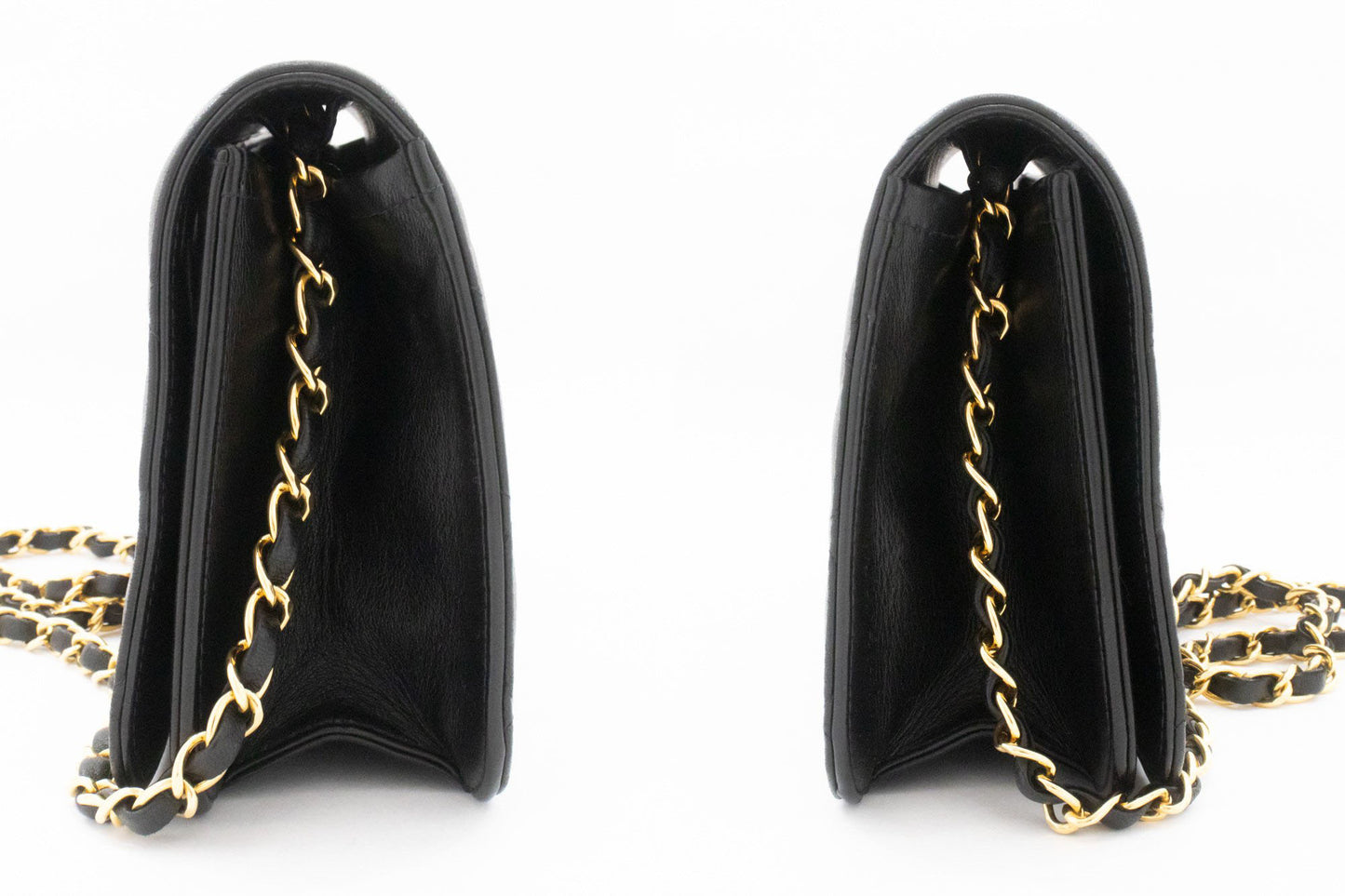 CHANEL Full Flap Chain Shoulder Bag Clutch Black Quilted Lambskin af4 hannari-shop