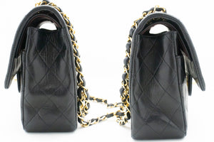 CHANEL Classic Double Flap 10" Chain Shoulder Bag Black Lambskin m90 hannari-shop