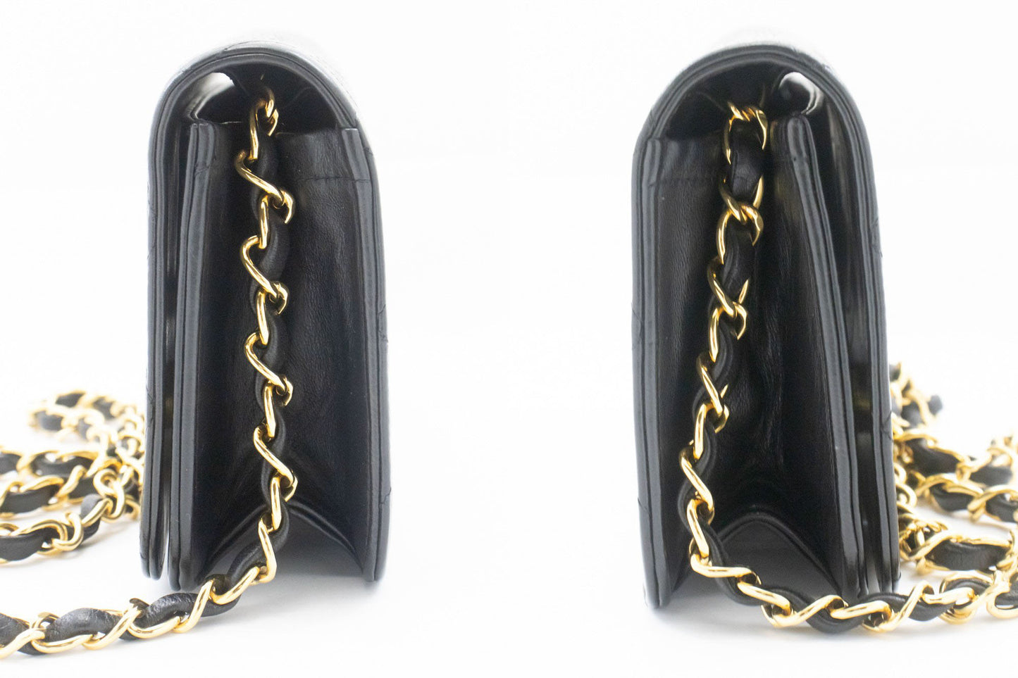 CHANEL Full Flap Small Chain Schultertasche Clutch Schwarz Steppung ab7 hannari-shop