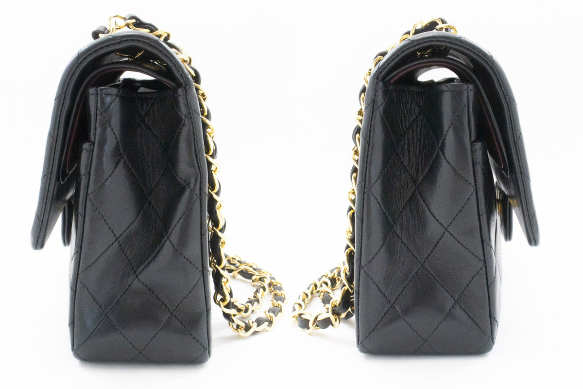CHANEL Classic Double Flap 10" Chain Shoulder Bag Black Lambskin ap6 — Seite hannari-shop
