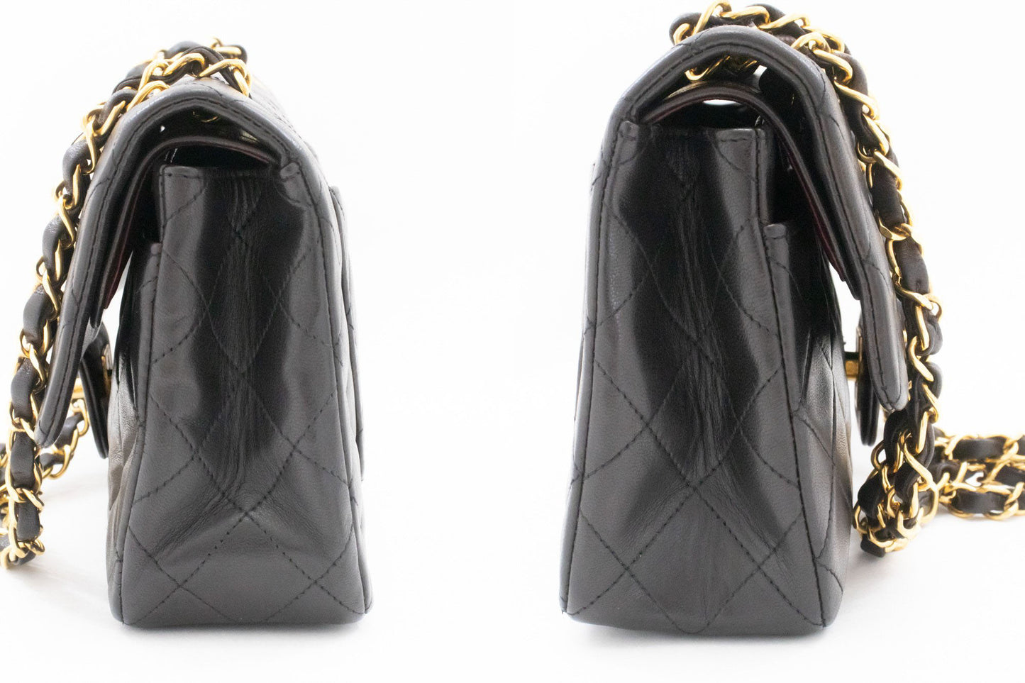CHANEL Classic Double Flap 9" Chain Schultertasche Schwarz Lammleder ai7 hannari-shop