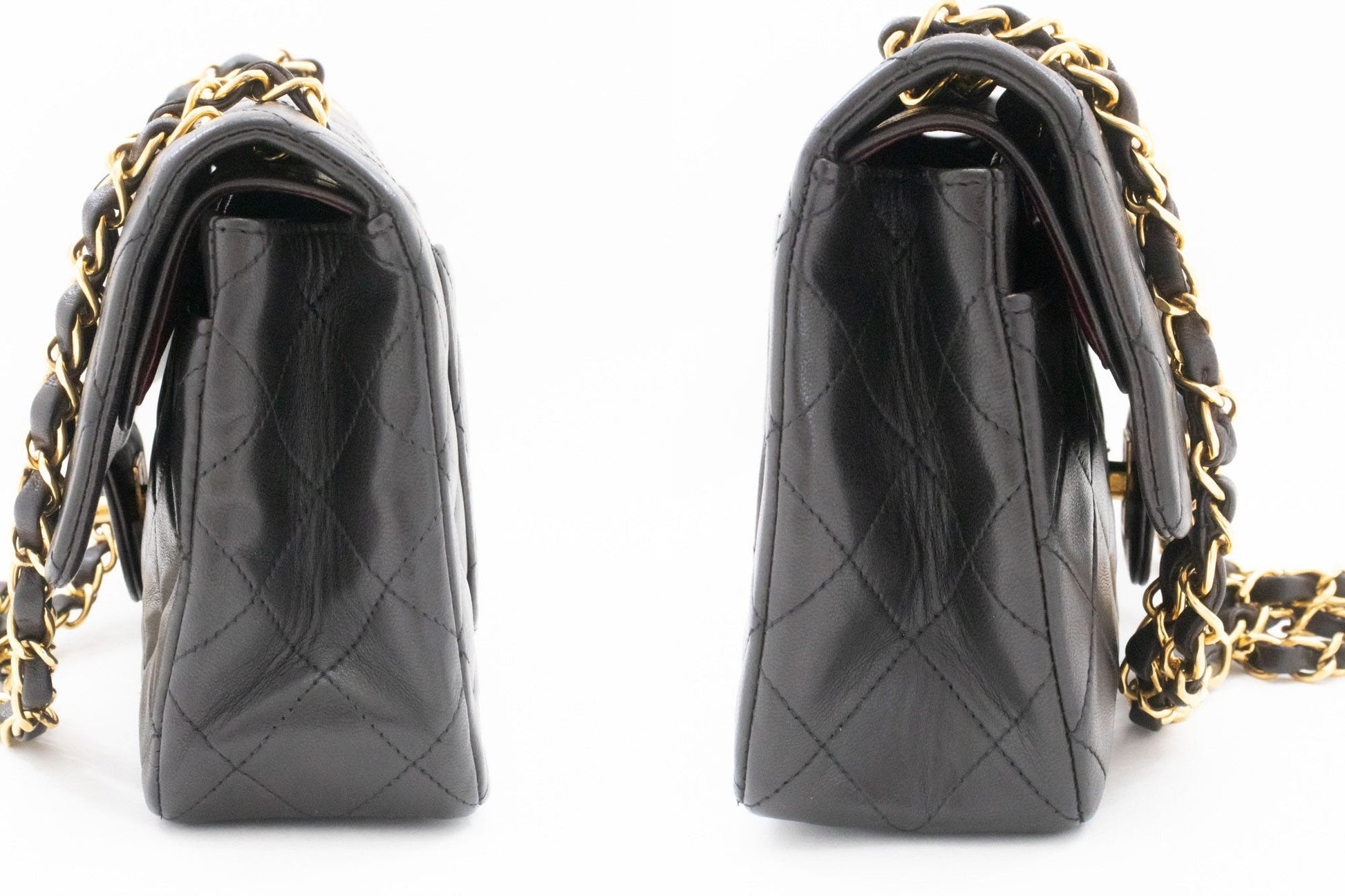 CHANEL Classic Double Flap 9" Chain Schultertasche Schwarz Lammleder ai7 hannari-shop