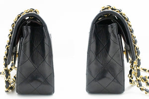 CHANEL Classic Double Flap 9" Chain Shoulder Bag Black Lambskin m85 hannari-shop