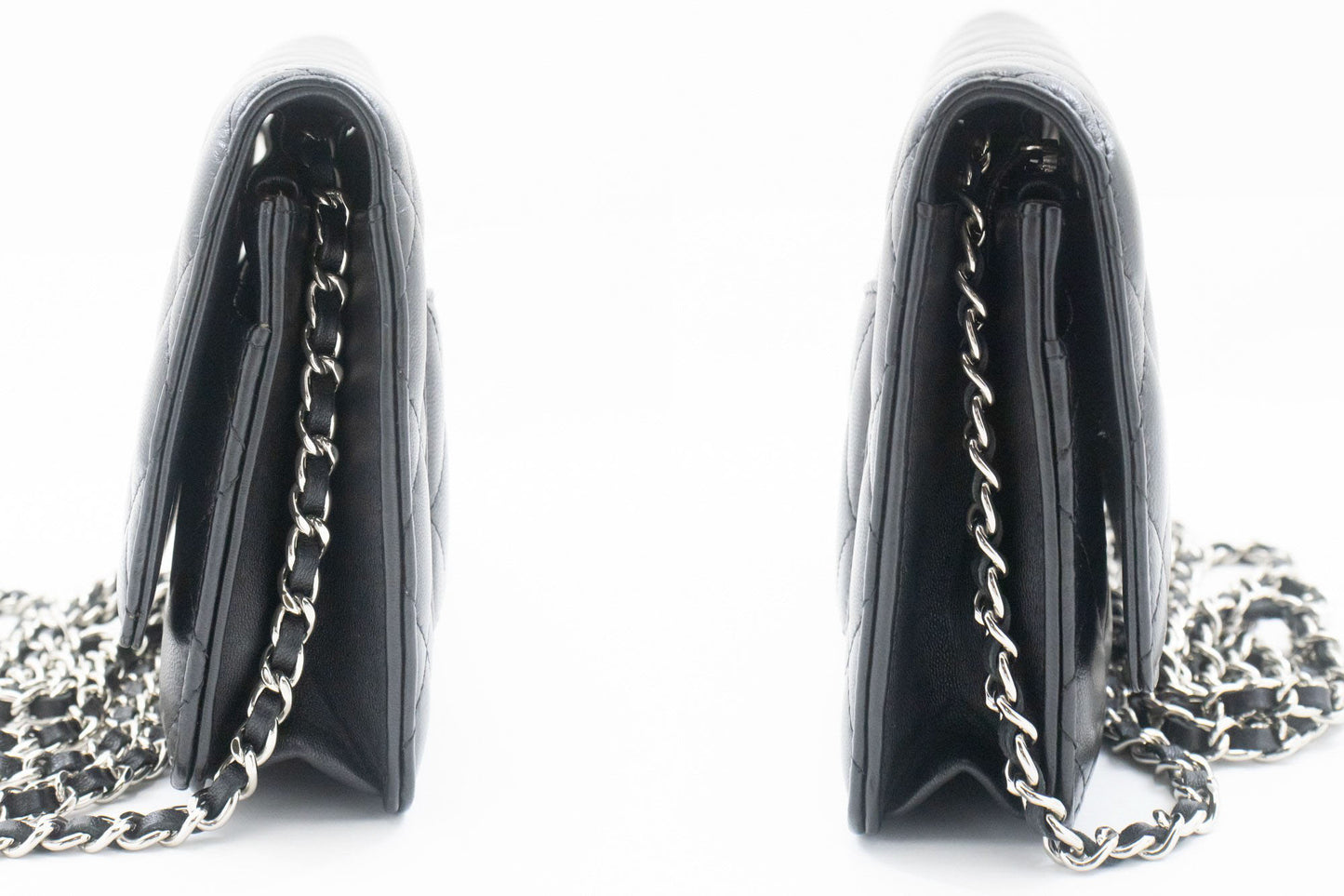 CHANEL Black Classic Wallet On Chain WOC Shoulder Bag Lambskin ab8 hannari-shop