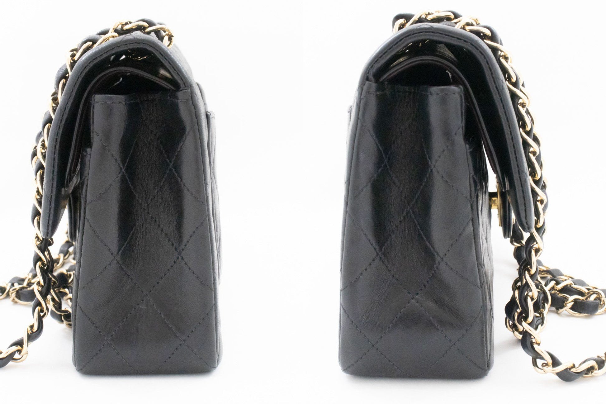 CHANEL Classic Double Flap 9" Chain Schultertasche Schwarz Lammleder ai6 hannari-shop