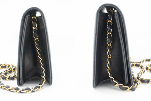 CHANEL Full Flap Chain Shoulder Bag Clutch Black Quilted Lambskin n36 hannari-shop