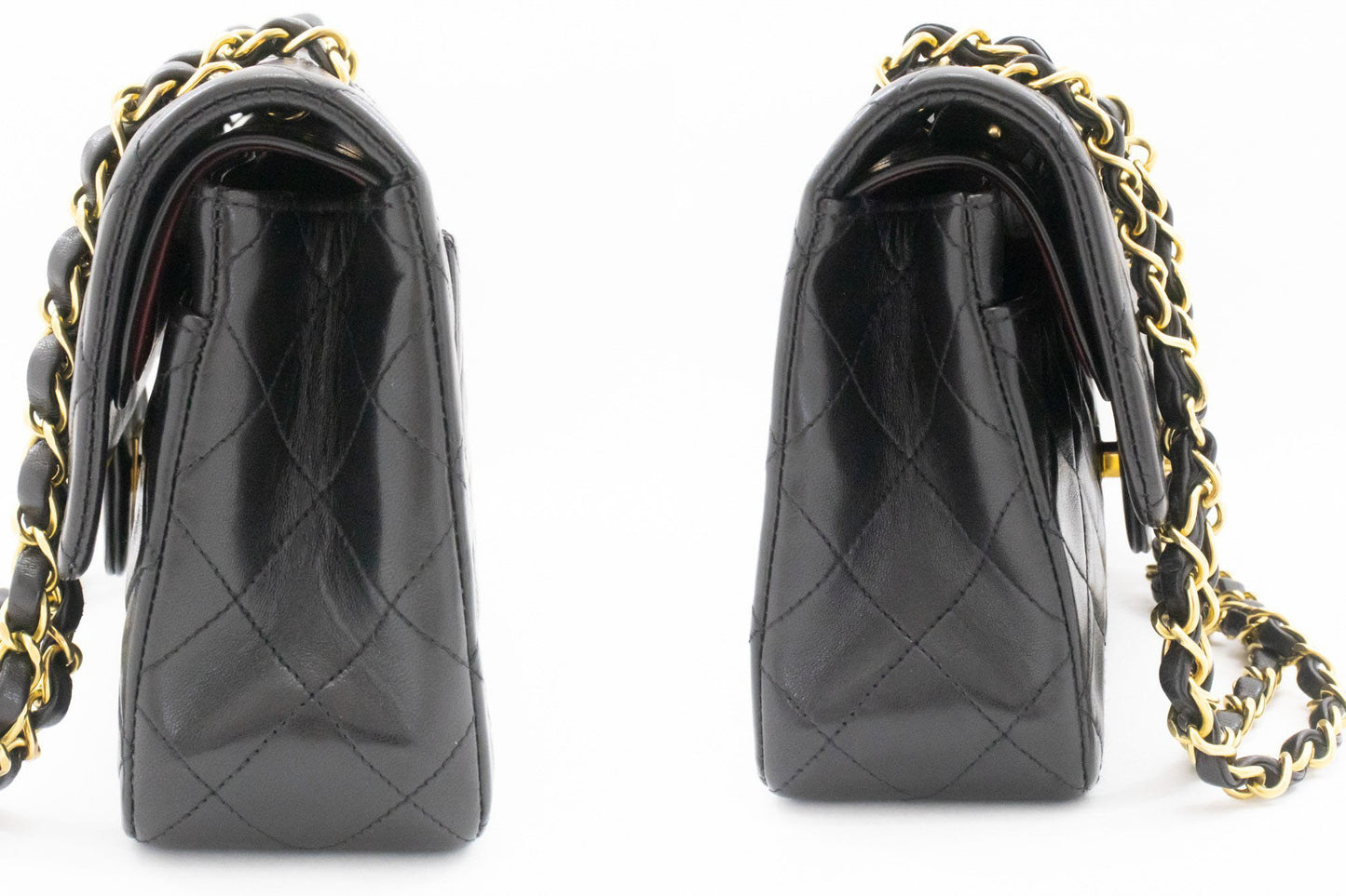 CHANEL Classic Double Flap 9" Schultertasche mit Kette Schwarz Lammleder ai4 hannari-shop