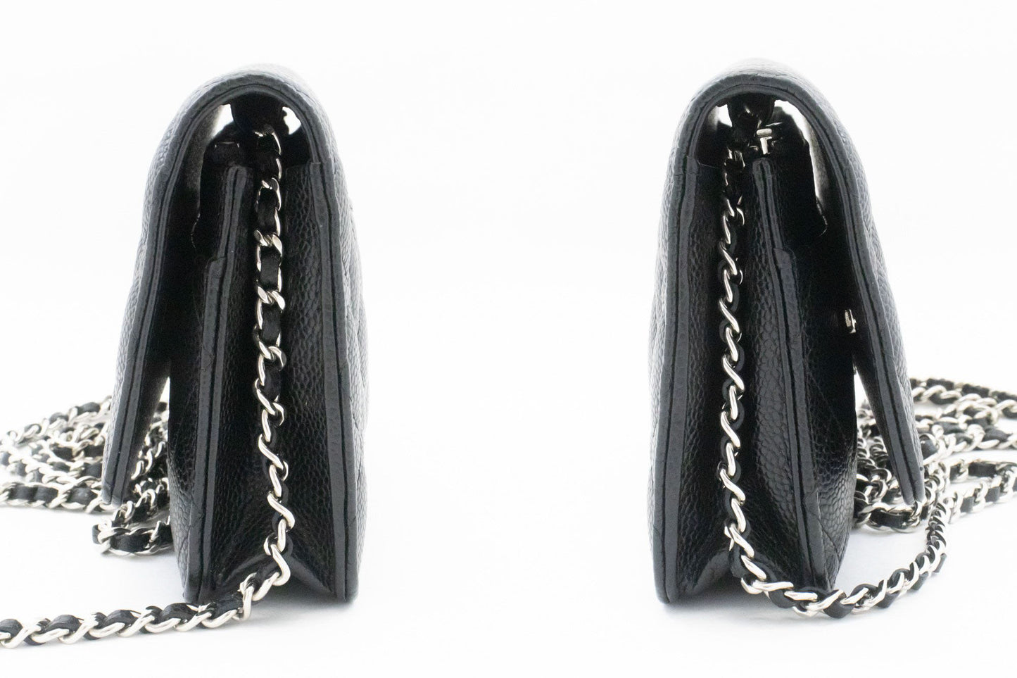 CHANEL Grained Calfskin Wallet On Chain WOC Black Shoulder Bag af5 hannari-shop
