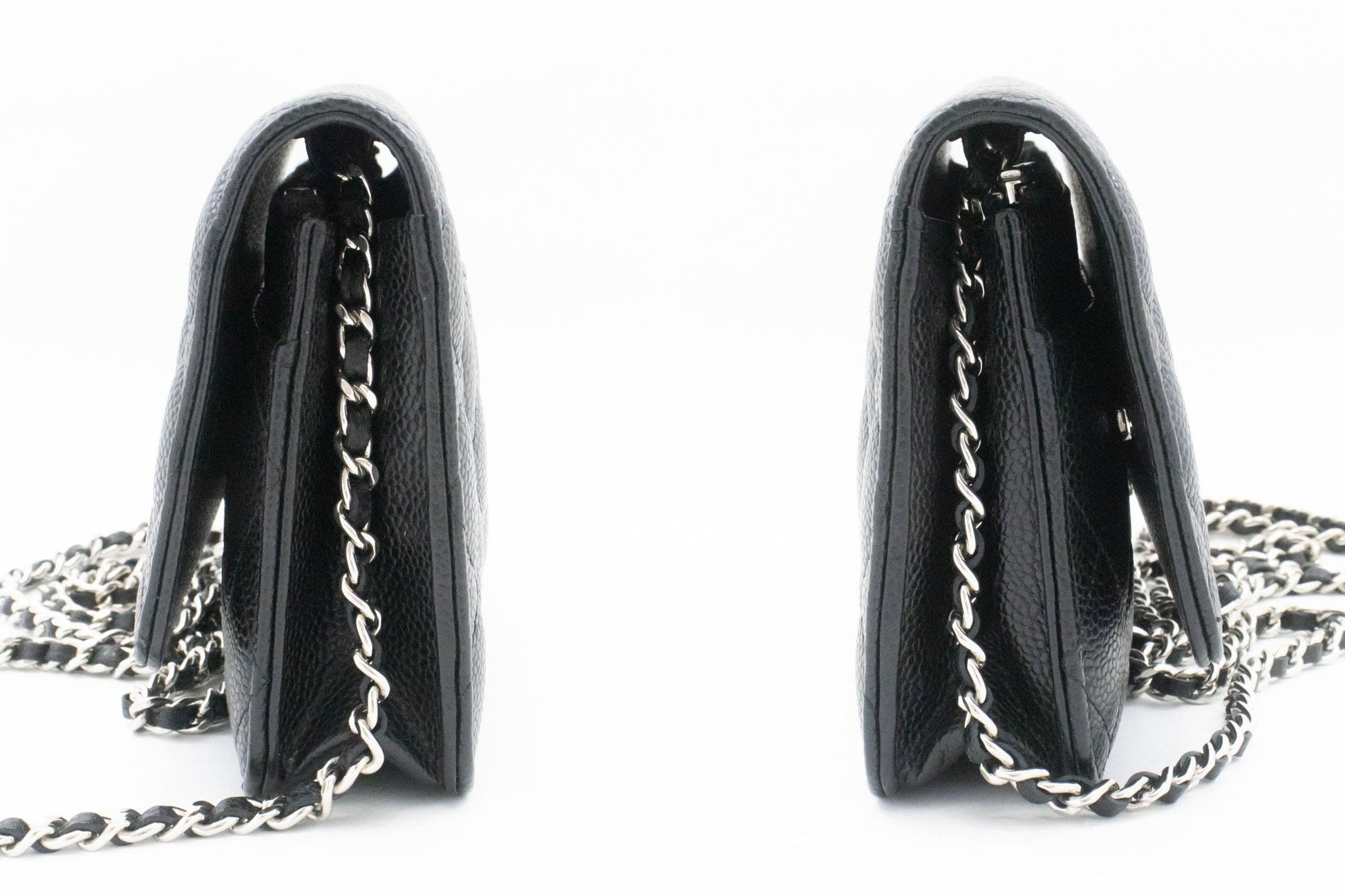 CHANEL Grained Calfskin Wallet On Chain WOC Black Shoulder Bag af5 hannari-shop