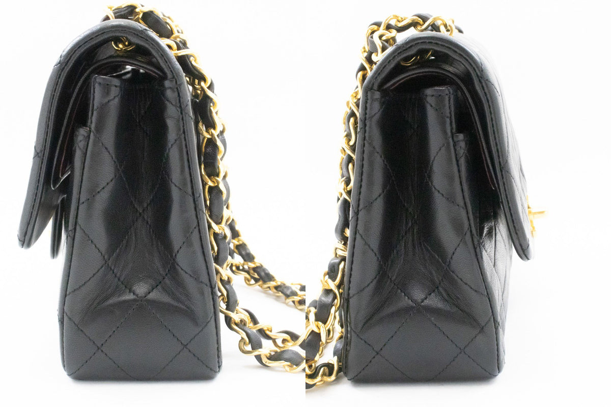 CHANEL Classic Double Flap 9" Chain Shoulder Bag Schwarzes Lammleder ap2 — Seite hannari-shop