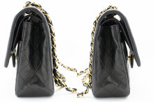 CHANEL Classic Double Flap 10" Chain Shoulder Bag Black Lambskin n44 hannari-shop