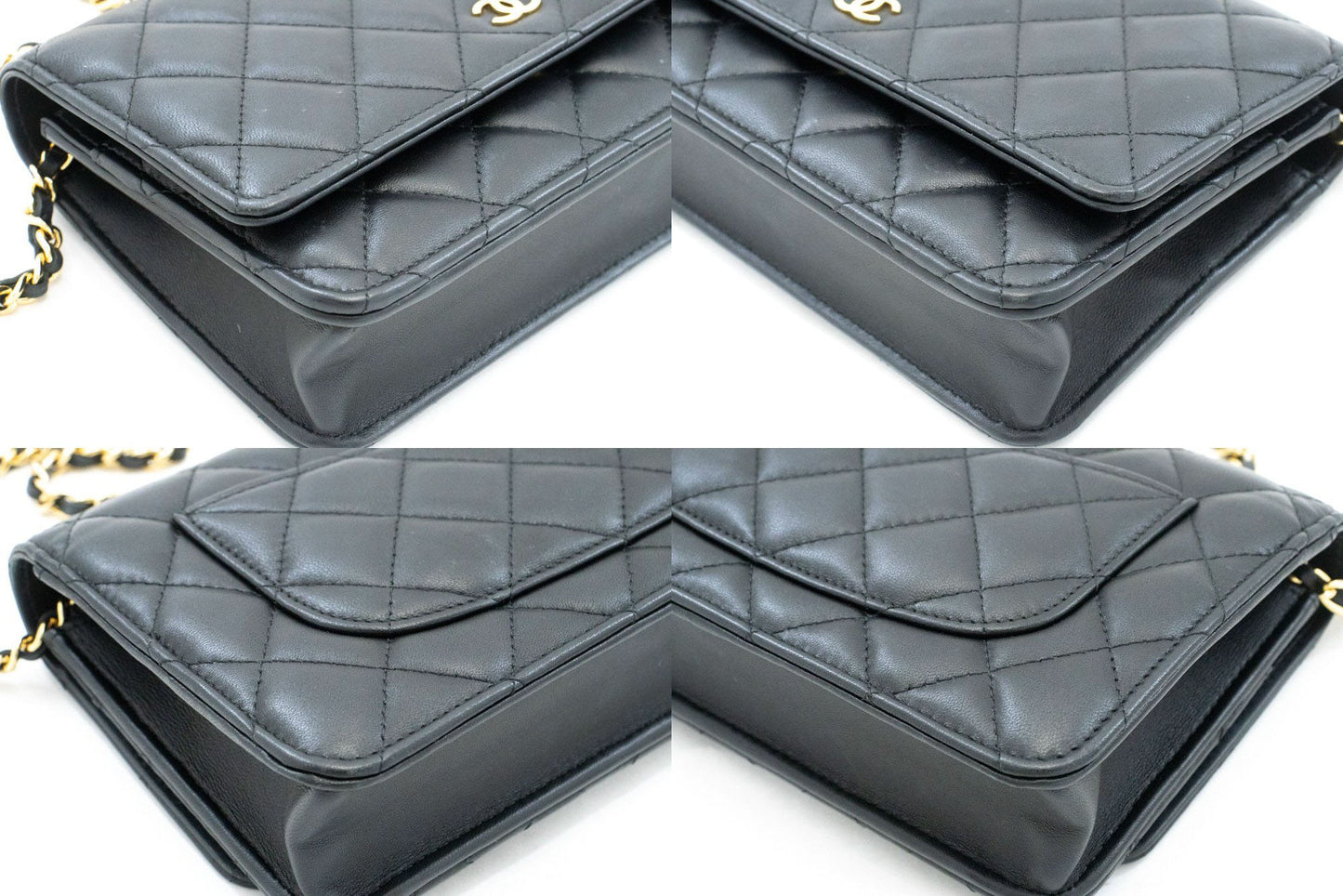 CHANEL Schwarze Classic Wallet On Chain WOC Schultertasche Crossbody ae8 hannari-shop